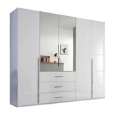 Rauch Montclar White High Gloss 5 Door Wardrobe with Drawers - Pendle Village Furniture